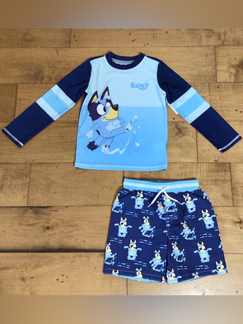 Bluey Toddler Boys 2Pc Rash Guard Swim Set Long Sleeve UPF 50+ FLAW